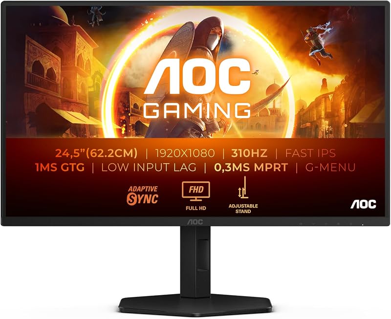 25G4SXU Gaming Monitor 25 Pulgadas 310Hz Panel Fast IPS, 1ms GtG, HDR400, G-Sync Compatible, Altura Ajustable, (1920x1080 HDMI 2X 2.0 DP 1x 1.4 USB Hub) Negro — foto 2 de 8