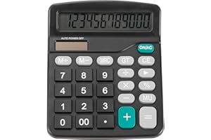YAMHOHO Upgraded calculator, 12-bit solar battery office calculator with large LCD display, large induction buttons, dual power desktop calculator for office, home, school (Solar Black)