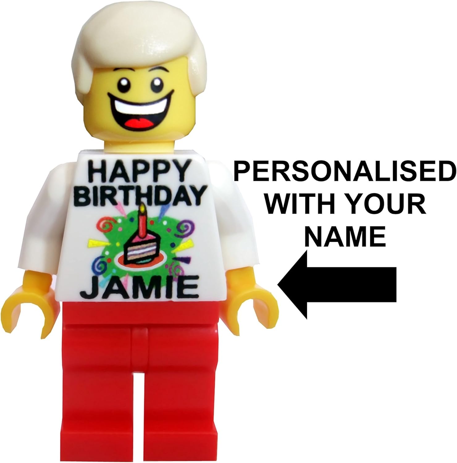 LEGO BLONDE HAIR boy man minifigure - HAPPY BIRTHDAY figure