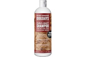 Pride and Groom DogDays Curly + Wavy Grooming Shampoo | Tearless, All-Natural Shampoo for No and Low Shedding Dogs | Moisturizing Formula for Soft, Shiny, & Healthy Fur – 16 oz