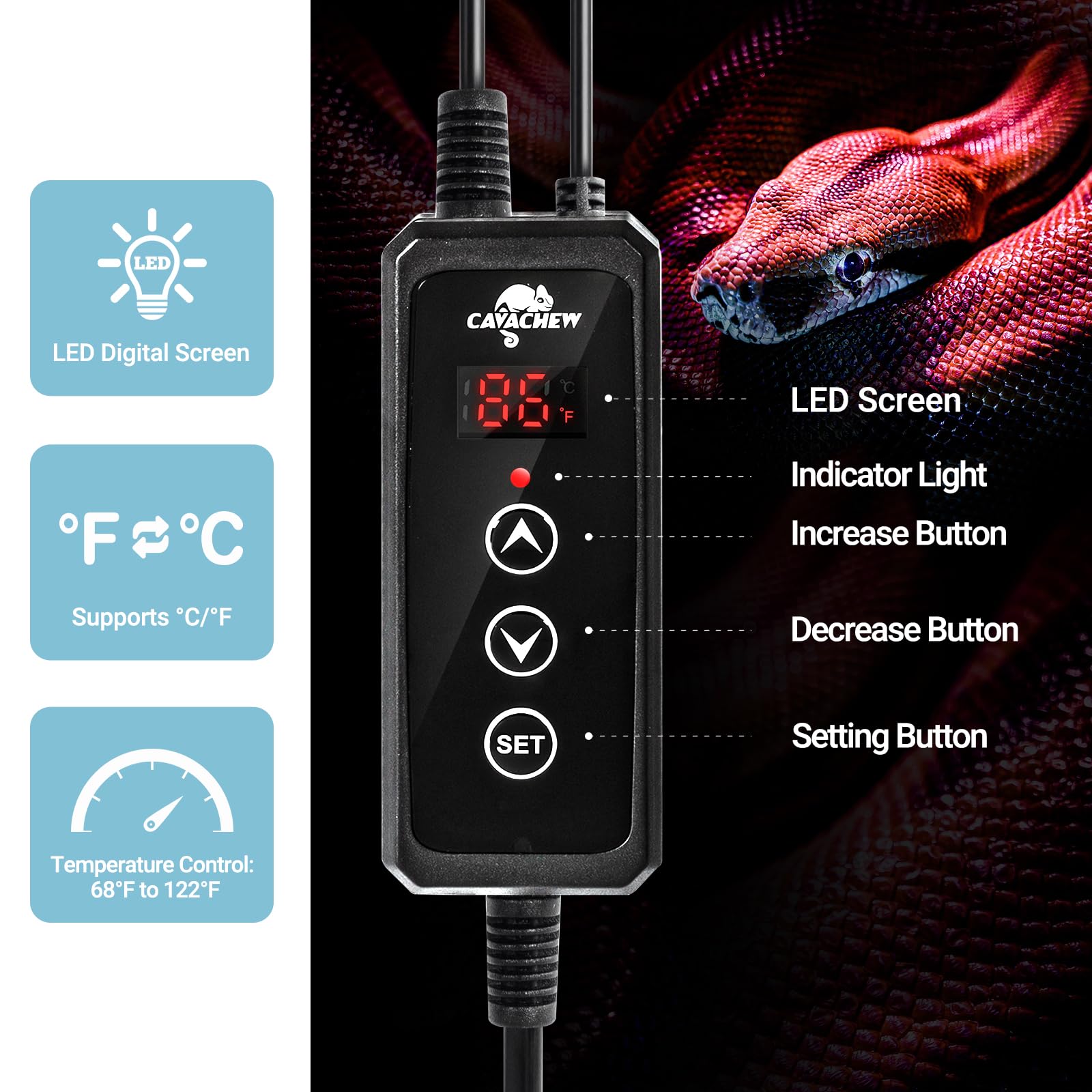 Mua CAVACHEW Reptile Heat Pad with Dimming Thermostat, 6" X 8" 8W