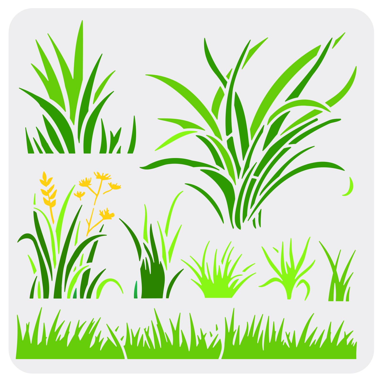 FINGERINSPIRE Grass Stencil for Painting 30x30cm Reusable Reed Grass Drawing Template Plastic Cattail Painting Stencil Leaves Plants Pattern Stencil for Painting on Wall Wood Furniture