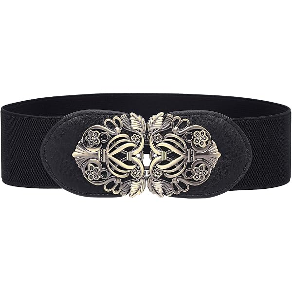 4837 3 Inch Wide Waspie Elastic Vintage Buckle Waist Belt (black Amazon.com: BlackButterfly 3 Inch Wide Waspie Elastic  main image 2