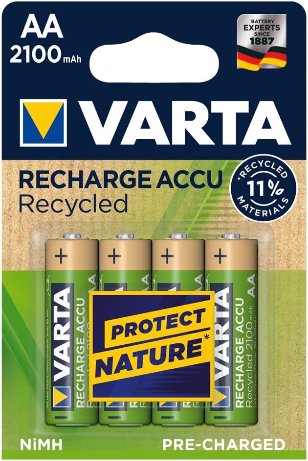 VARTA Batteries AA, rechargeable, pack of 4, Recharge Accu Recycled, Akku, 2100 mAh Ni-MH, made from 21% recycled materials - Image 3