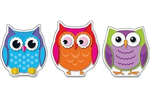 CARSON DELLOSA EDUCATION Carson Dellosa 36-Piece Colorful Owl Bulletin Board Cutouts, Colorful Owl Cutouts for Bulletin Board, Bird Classroom Décor, Owl Classroom Décor, and Bulletin Board Decorations