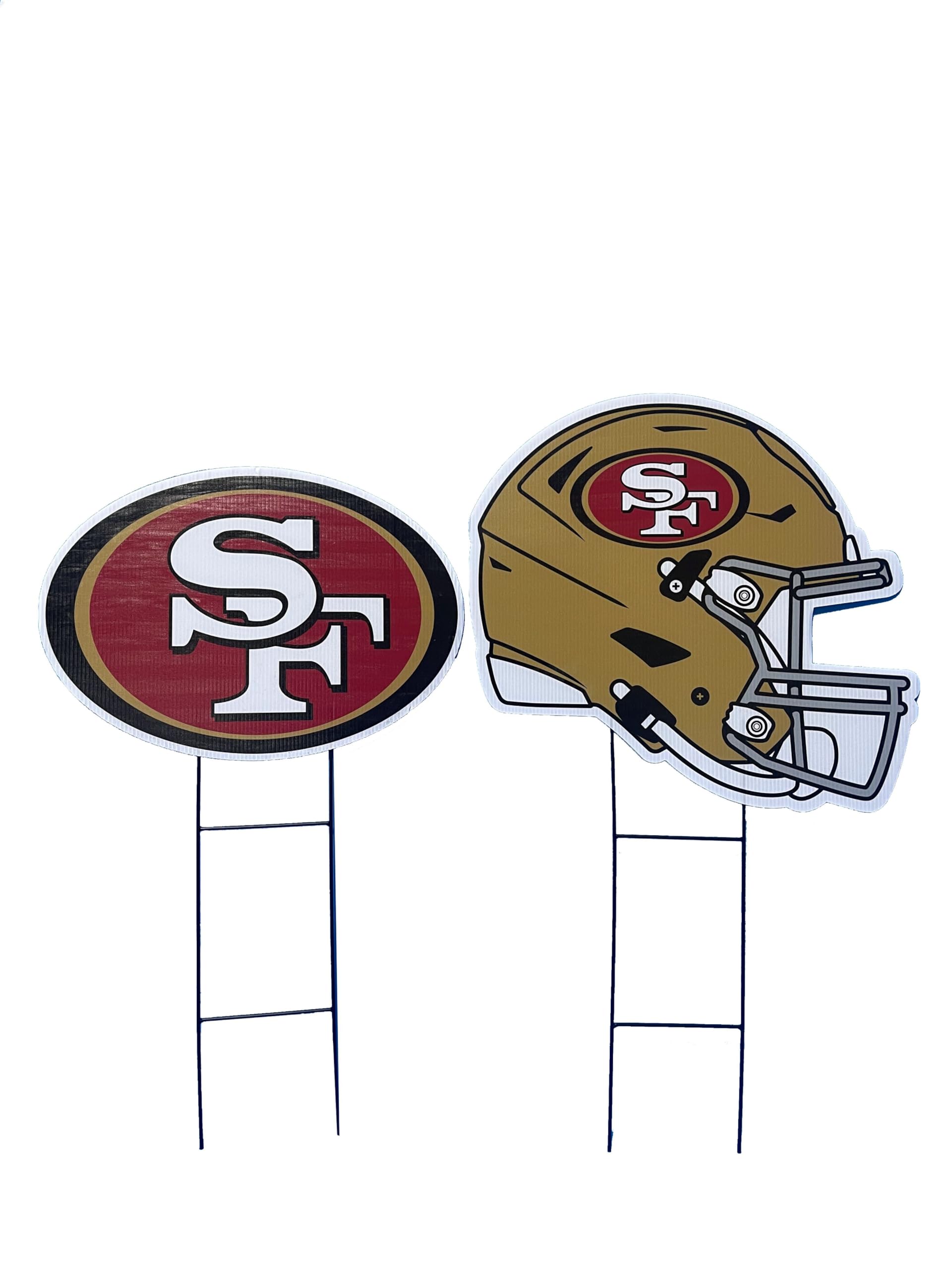 View 1 of **ONLY HELMET SIGN**Proformance Home NFL San Francisco 49ers Logo & Helmet 2 Pack Yard Sign Set