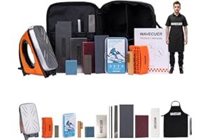 WAVECUER Ski Snowboard Wax Kit, Ski Tuning & Waxing Kit with Wax Iron, All Season Wax, Edge Tools, Base Cleaner, Brush, Wax Scraper, P-tex, Tuning Stone, Brake Retainers, Professional Tuning Equipment
