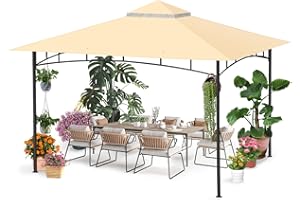 HAKUWI 10x10 Canopy Tent Top Replacement Cover Roof with Air Vent, Polyester UV 30 Waterproof and High Performance，Gazebo Top Replacement for 2 Tier Summer Veranda Frame Canopy Cover Patio Garden Yard