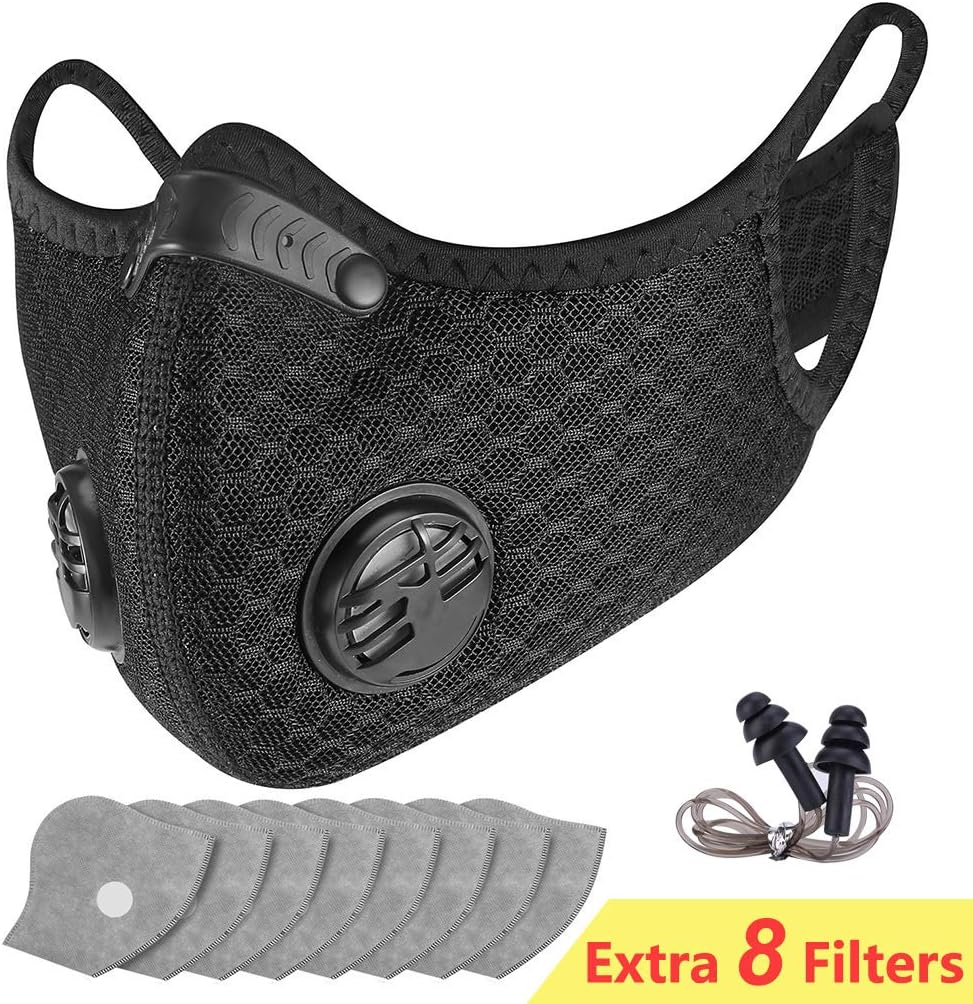 Dust Breathing Mask Activated Carbon Dustproof Mask with Extra Carbon N99 Filters for Pollen Allergy Woodworking Mowing Running Cycling Outdoor Activities