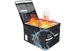 HODUFY File Box with Lock 5200°F with Heat Insulated,Fireproof Box File Storage Organizer Anti-Static Box,Collapsible Fireproof Document Box Filing Box with Handle,Portable Home Office Safe