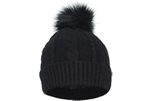 Heat Logic Cable Knit Pom Beanie with Faux Fur Lining, for Cold Weather, Keeps You Warm and Stylish All Season.