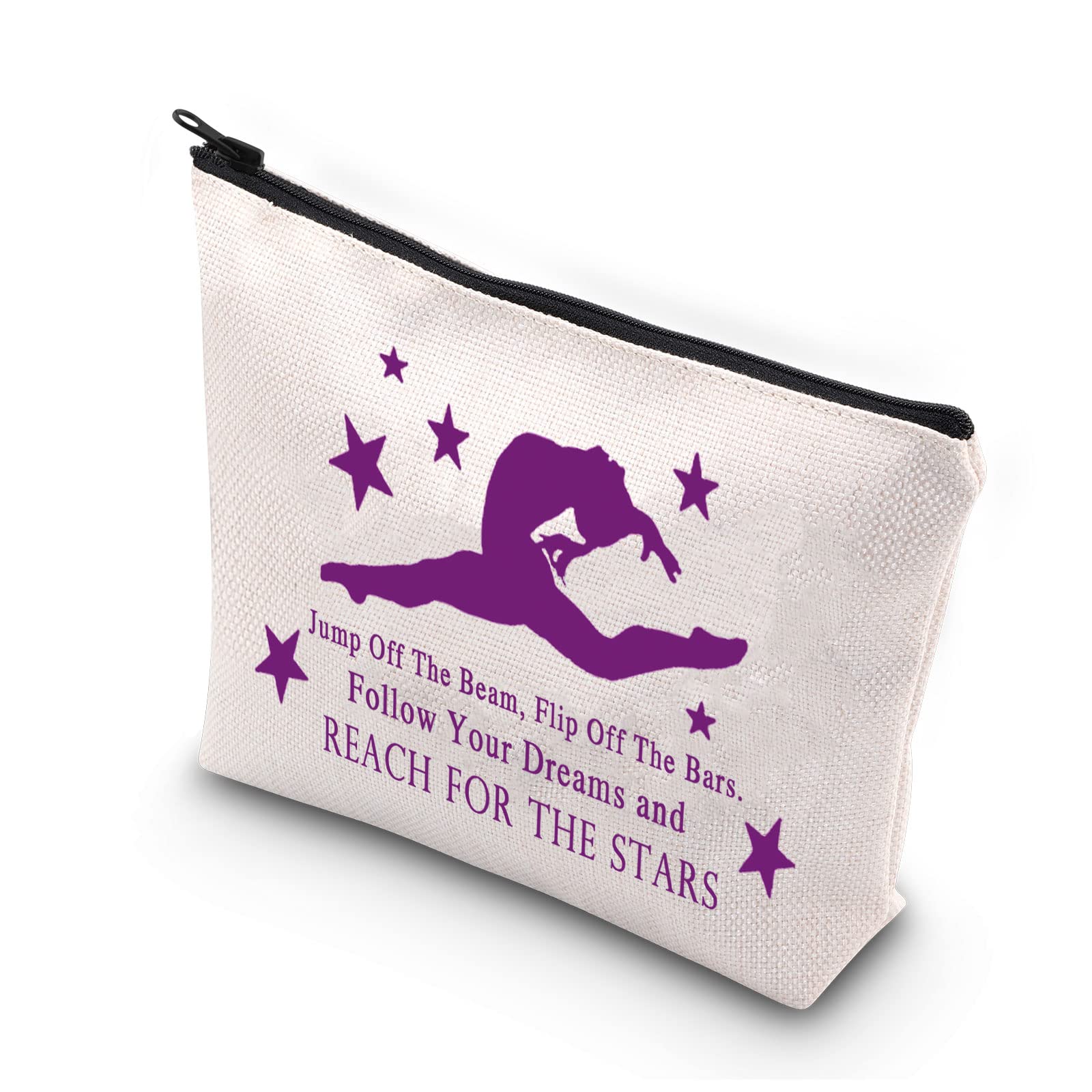 PLITI Gymnastics Makeup Bag for Women Girls Gymnast Inspirational Gift Gymnastic Coach Gift (Jump Off the Beam bagU)