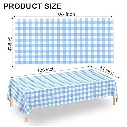 4 Pcs Light Blue Checkered Tablecloth Rectangular