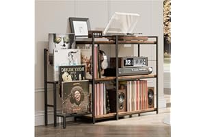 MULEJYBO XXL Record Player Stand with Vinyl Storage, 400 Vinyl Record Stand with Record Holder for Display Shelf,Turntable Stand for Media Stereo, Record Player Table Cabine for Living Room