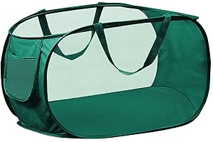Aplter Pop Up Laundry Basket, Portable Mesh Laundry Hamper, Collapsible Storage Bin for Clothes, Toys, Suit for Home, Dorm, Travel, Cruise Green