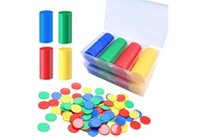200 Pcs Bingo Chips in Four Colors with Storage Plastic Box Poker Chips Suitable for Counters for Kids Math Game Night and Ed