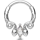 CM Crareesi Mania Snake Septum Rings 16G Septum Jewelry 316L Surgical Steel Daith Earrings 8mm Hypoallergenic Daith Helix Cartilage Septum Piercing Jewelry for Women Men