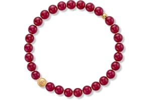 BOLDN – Women’s Beaded Bracelet with 6mm Lab-Grown Ruby & Stainless Steel – Handmade in Canada, Stretch Fit, Waterproof, Bold