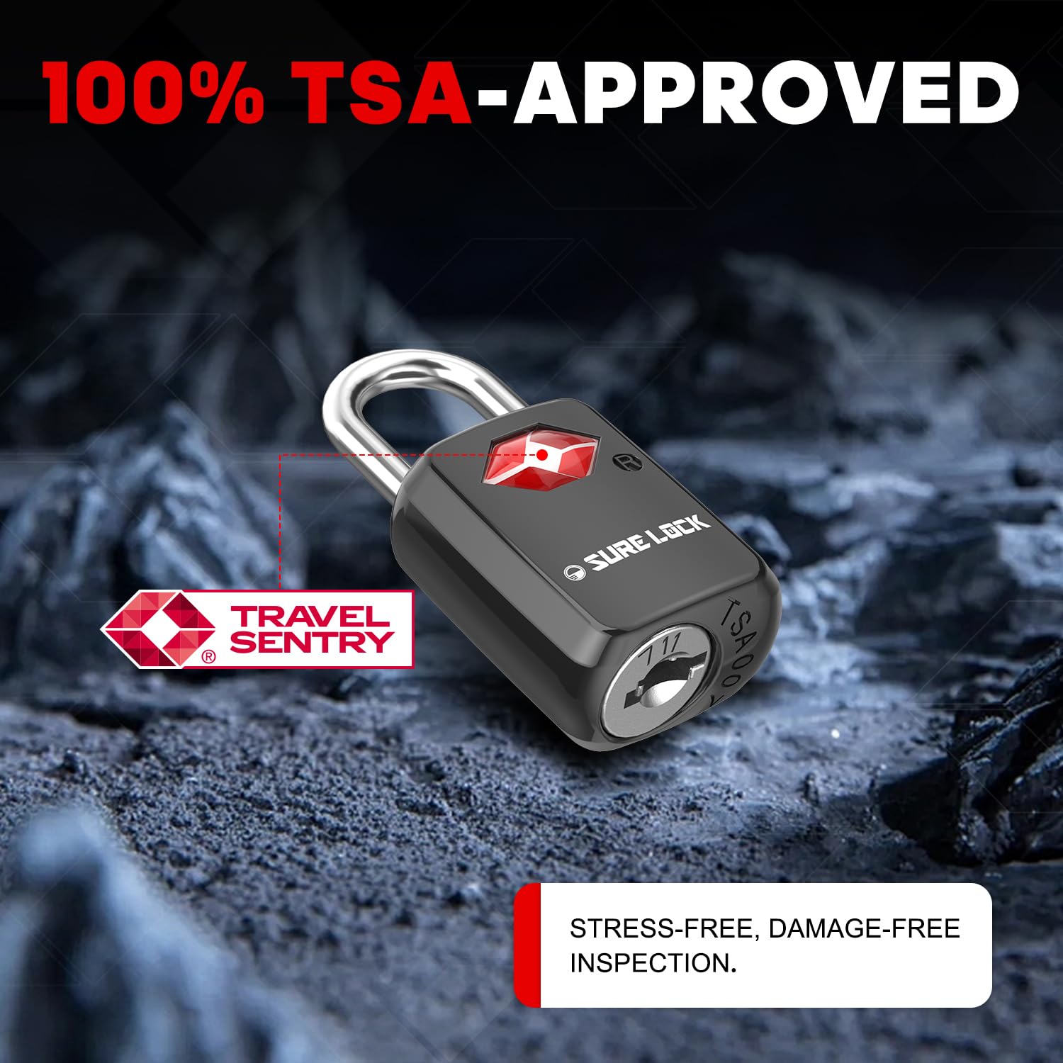 SURE LOCK TSA Approved Luggage Locks Mini Size Lock with Keys for Travel, Zinc Alloy Body with Steel Shackle, Key Alike, Key Alike in The Same Package