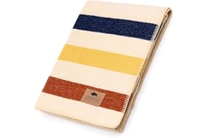 CHUBBUCK AUTHENTIC Chubbuck 100% Wool Blanket Camping (60" x 84") - Large Warm Blanket for Camping, Emergency, Outdoor Concerts and Home Use - Fire Retardant, Soft and Warm Blankets for Winter (Lighthouse)