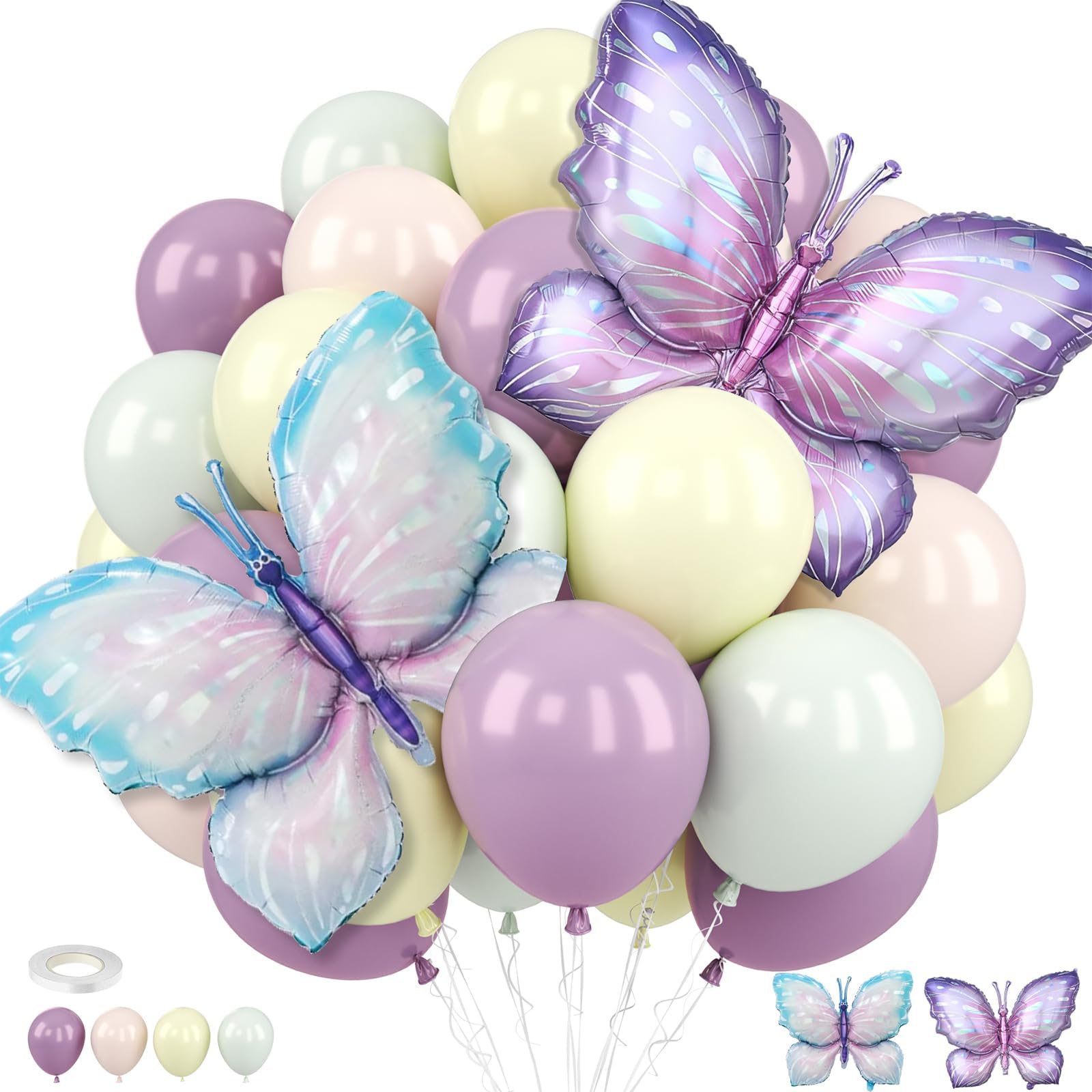 Photo 1 of ** MISSING SOME BALLOONS*
Pastel Purple Green Balloons with Butterfly Foil Balloons, Lavender Macaron Orange Yellow Fairy Balloons for Girl Garden Party Princess Theme Birthday Baby Shower Wedding Decorations