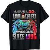 Level 30 Unlocked Awesome Since 1996 30th Birthday Gaming T-Shirt