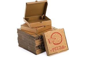 ZEAYEA 40 Pack Small Pizza Boxes, 7.3" L x 7.3" W x 1.6" H Cardboard Food Delivery Boxes, Kraft Take Out Food Containers, Tak