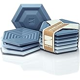 LINE+ARC Silicone Coasters feat. in NYT WireCutter (Indigo Wash, Set of 6) | Waterproof, anti-stain, dishwasher-safe, outdoor, mid-century modern, MCM, patio, rubber, hexagon, aesthetic