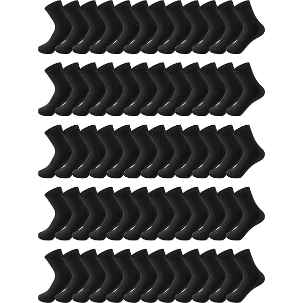 Calcetines Unisex De Algodón Orgánico - Pack 5 Pares, Color Negro, Para Deporte, Oficina Y Diario