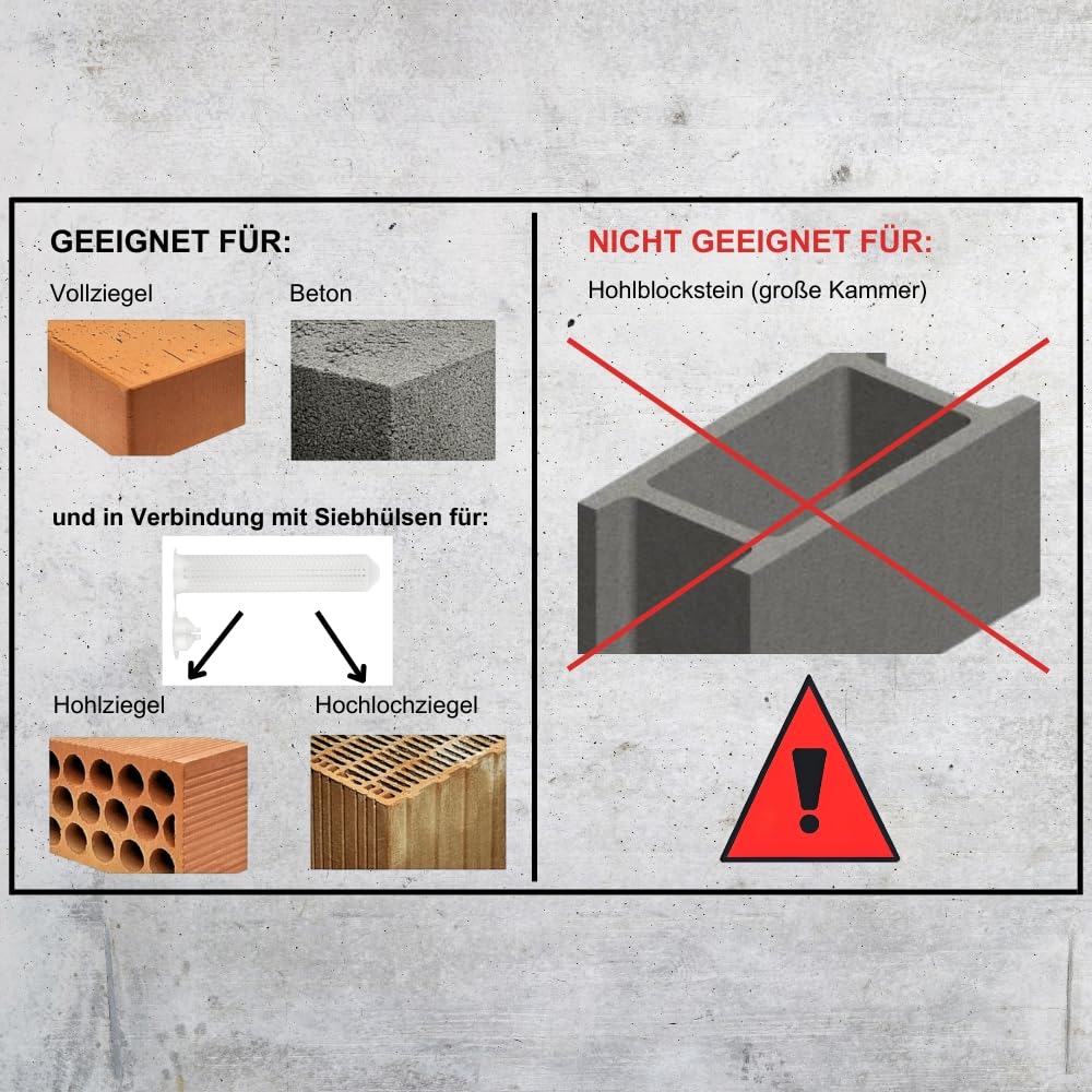 BATIFIX Schwerlast-Montageset I M10x130 Ankerstangen verzinkt + Siebhülsen inkl. Injektionsmörtel und Hutmuttern I Schwerlast-Anker I Schwerlast-dübel (Verzinkter Stahl, M10 x 130 mm) 3