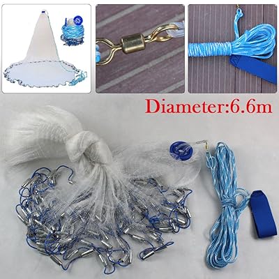 NOPTEG American Saltwater Fishing Cast Net for Bait Trap Fish 10ft/14ft/18ft/22ft Diameter