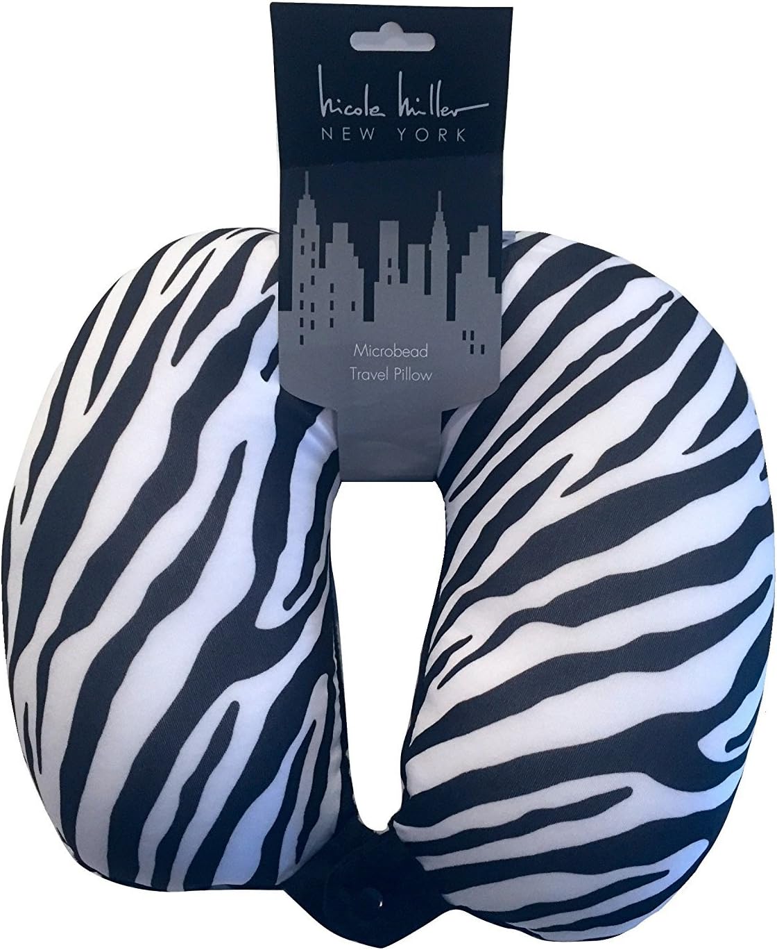 Nicole Miller New York Travel Neck Pillow - Durable Super Soft Memory Foam - Relax and Sleep Soundly While Traveling, in Office, Car, Airplanes or at Home (Zebra Print)