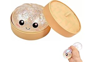 2026 New Glitter Dumpling Squeeze Toy, Mystery Fidget with Steamer Box, Slow Rising Toy for Stress Relief, Soft Novelty Desk