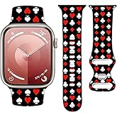 Sport Watch Band Compatible with Apple Watch Band 38mm 40mm 41mm Women Men, Soft Silicone Floral Print Sport Strap Replacement Wristbands for iWatch Series 10 9 8 7 6 5 4 3 2 1 SE Ultra