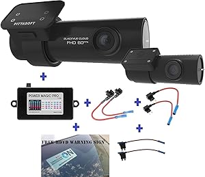 HDVD BlackVue DR750S-2CH 128GB, Car Black Box Recorder with Power Magic Pro, Built-in Wi-Fi, Cloud, 1080p Full HD, 60FPS, G Sensor, GPS, 128GB SD Card + Fuse tap Warning Sign Included