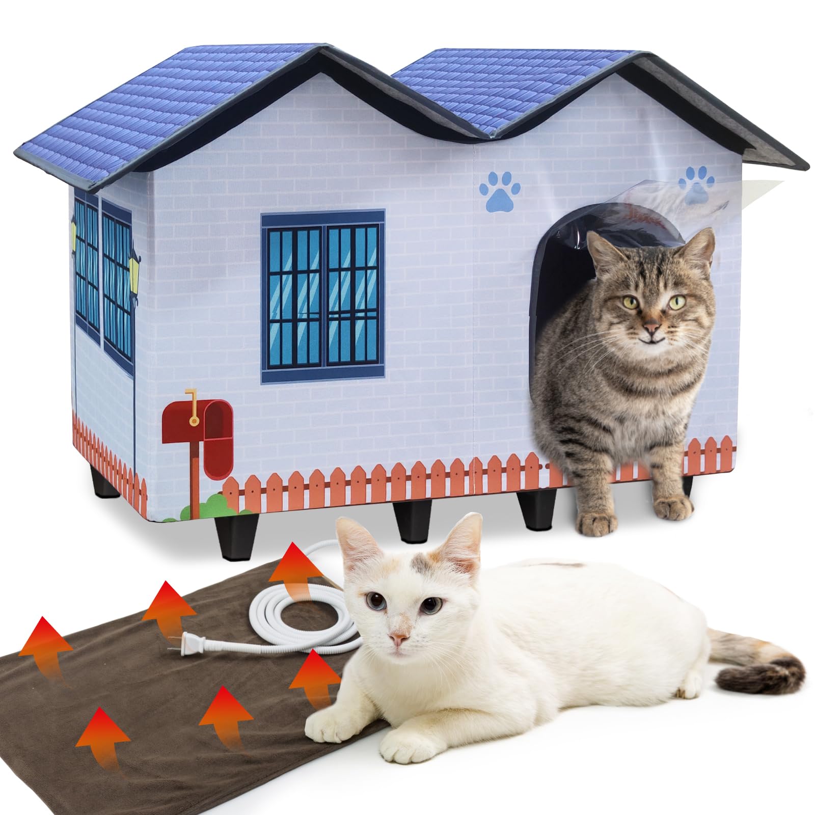 Photo 1 of Heated Cat Houses for Indoor/Outdoor Cats with Large Elevated Heated Cat Bed Providing Safe Feral Cats, Easy to Assemble