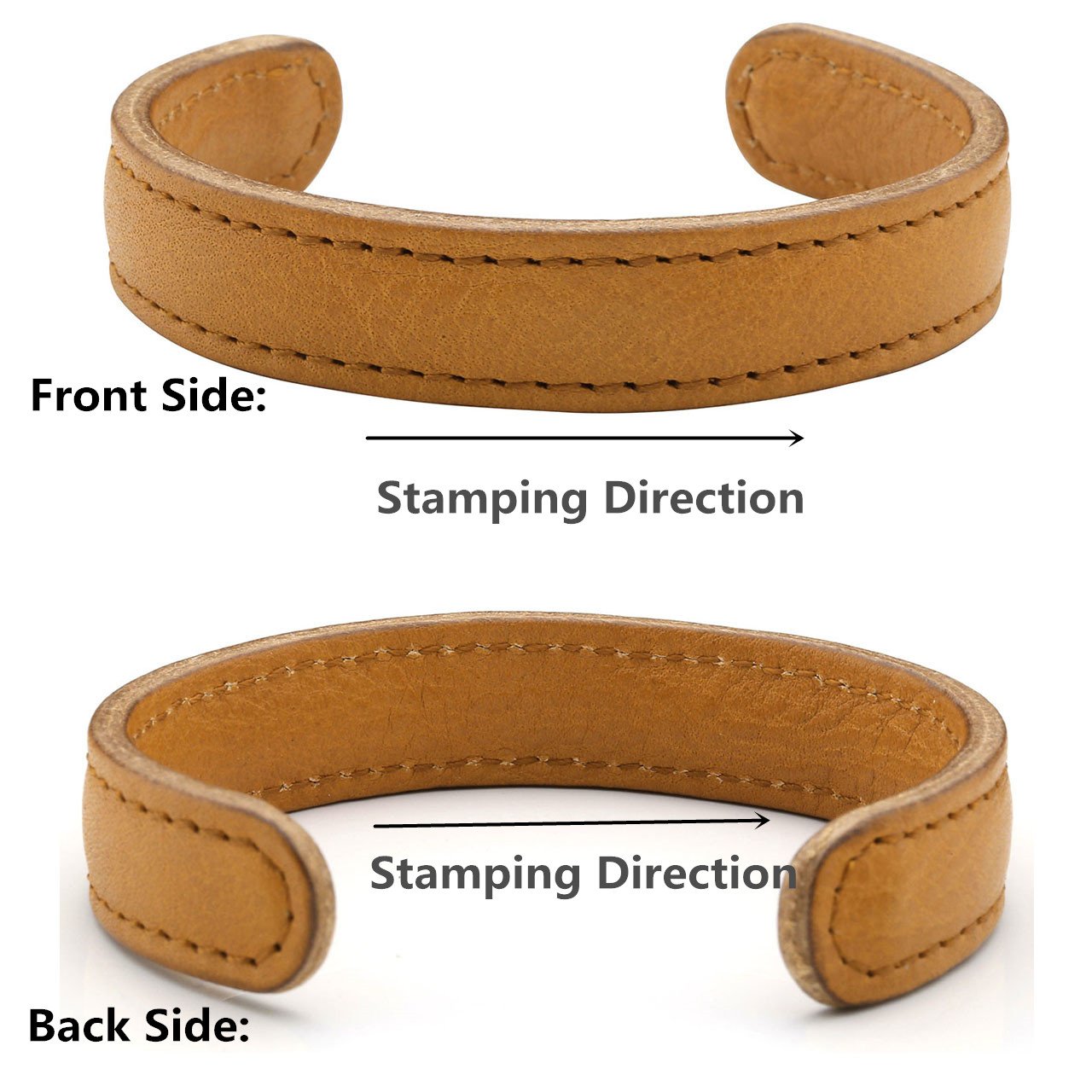 Zysta Free Engraving - Personalized Custom Men Women Simple Genuine Leather Bangle Bracelet Cuff Adjustable Wristband+Gift Box