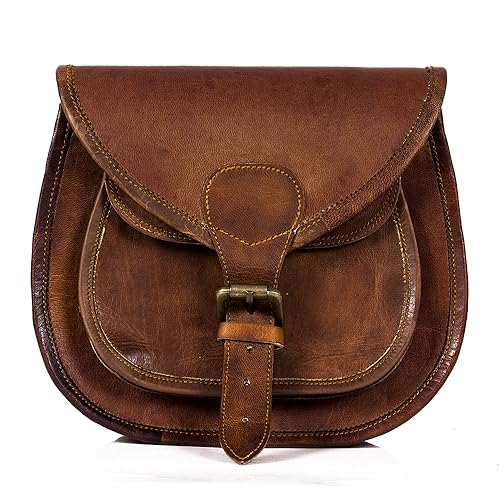 Elegance Girls Leather Handmade Sling Bag (Brown)