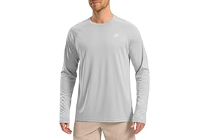 Pudolla Men's Sun Protection Shirts UV SPF UPF 50+ Rash Guard Long Sleeve Lightweight Quick Dry Brethable Swimming Fishing