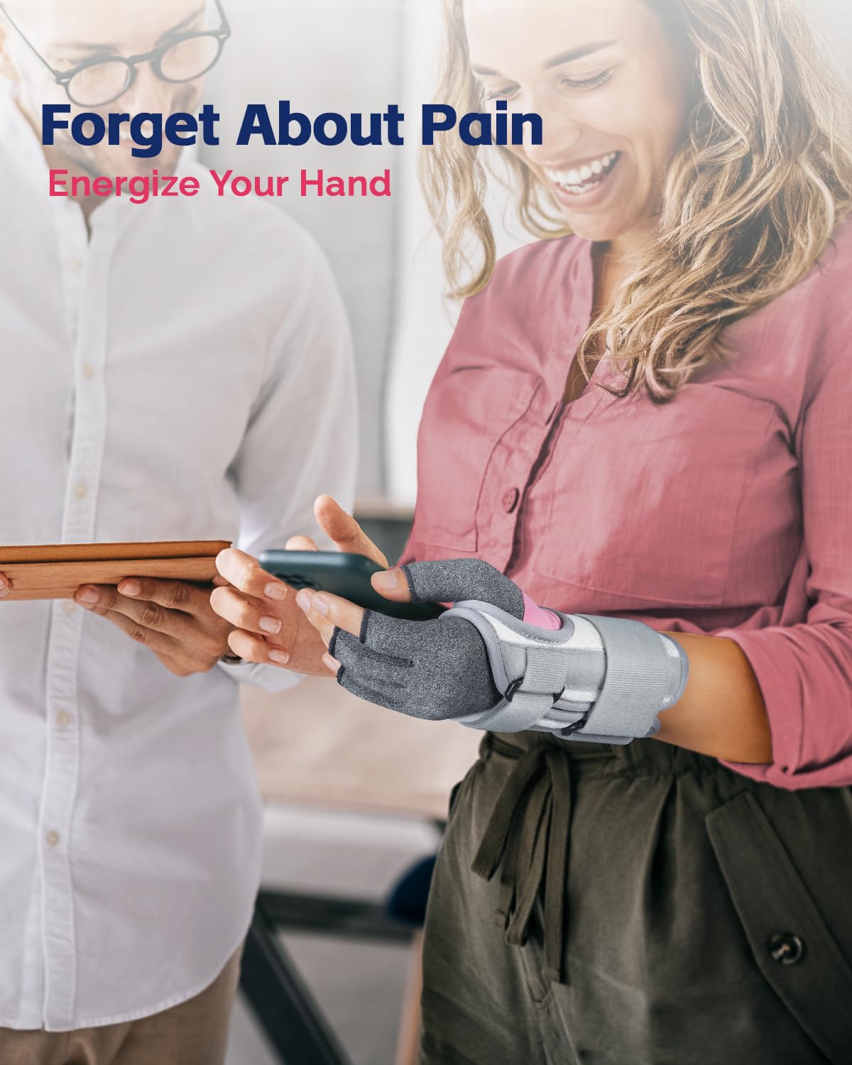 FEATOL Compression Arthritis Glove with Wrist Brace, Comfortable Fingerless Carpal Tunnel Hand Gloves for Women Night Support, Pain Relief for Rheumatoid Arthritis, Work, Typing - Right Hand, Medium