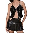 Women's Y2K Rhinestone Heart Top - Backless Ruched Cami Crop Halter