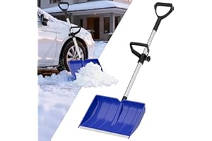 BVHAB Snow Shovel for Driveway: 48" Ergonomic Dual D-Handles for Less Back Strain - Aluminum Wear Strip Cleaning Shovel - Lightweight and Portable Snow Removal Tool for Car Camping Outdoor