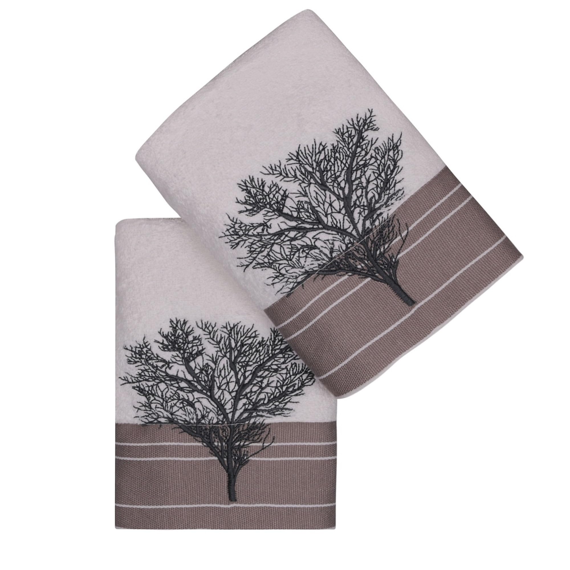 Well Home Hand Towel Set (2 Pieces) White and Beige