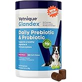 Vetnique Glandex Daily Probiotics for Dogs with Prebiotics to Support Gut Health with Fiber and Digestive Enzymes, Dog Probiotic Chews or Powders (120ct Chews, Bacon Chews)