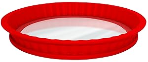 DoughEz 10-Inch Round Non-Stick Silicone Glass Bottom Pie Pan | Oven Safe Up to 450° F | Dishwasher Safe | BPA Free, FDA Approved Materials