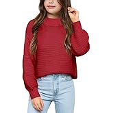 Imily Bela Girls Mock Neck Pullover Sweaters Casual Long Sleeve Knit Jumper Tops