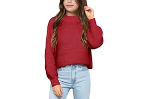 Imily Bela Girls Mock Neck Pullover Sweaters Casual Long Sleeve Knit Jumper Tops