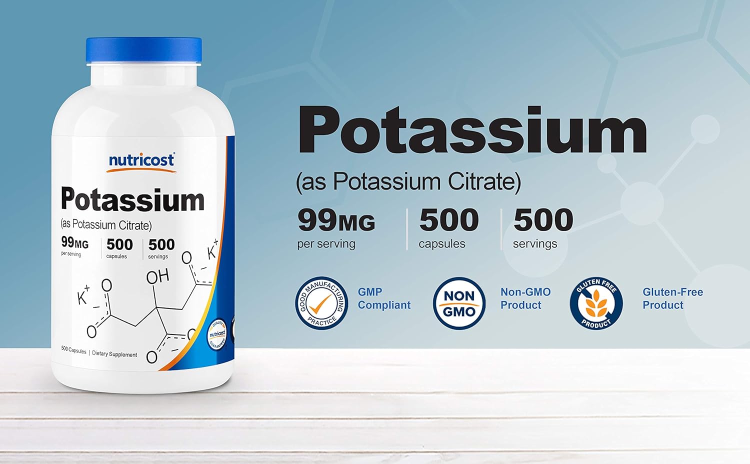 Nutricost Potassium Citrate 99mg, 500 Capsules: Health & Personal Care