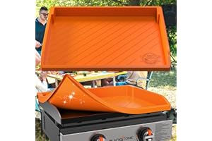 GRIDDLE COVER MAT Upgraded Silicone Griddle Mat Cover for Blackstone 22 Inch, Perfect Fit for Omnivore Griddle Plate, Full-edge Heavy Duty Food Grade Silicone Traditional Grill Cover for Blackstone Accessories(Orange)