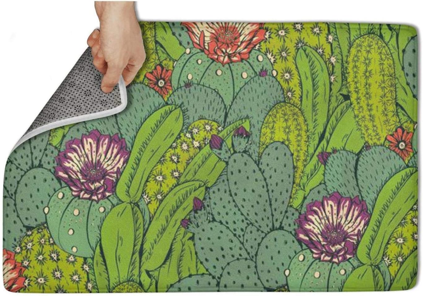 UIIE Cactus Mammillaria Peyote Opuntia BathroomRug Front Welcome Easy Clean 15.55" x 23.5"